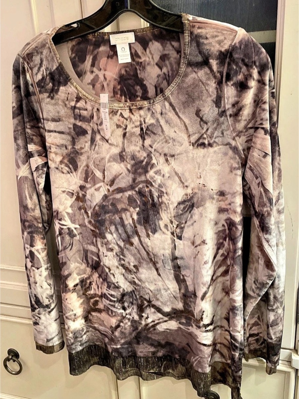 Chico's Sophisticated Surprise Scarlett Top LS Purple & Gray Size 0